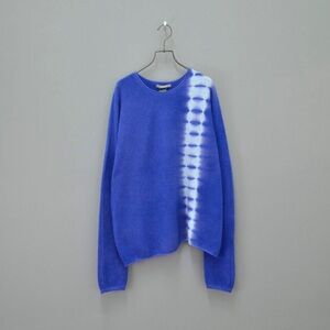 suzusan cashmere cropped sweater - Shiburi indigo artisan knit pullover - M EUC